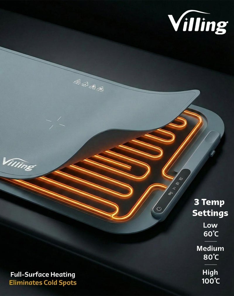 VILLING FOLDABLE FOOD WARMING TRAY - BLUE COLOUR, Full Surface heating, 3Temparture settings, UAE Quality Approved, One Year Warranty, Suitable for Home, Parties, Buffets,etc... - Image 2